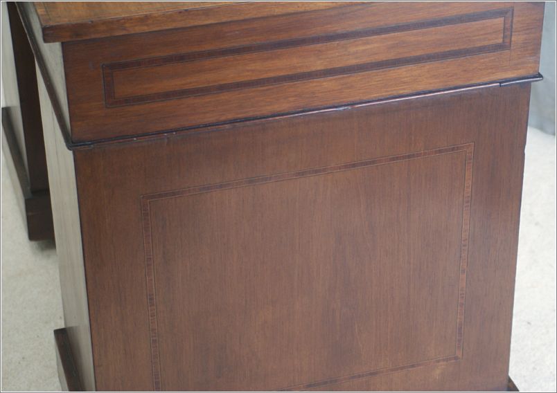 2073 Small Antique Inlaid Pedestal Desk (9)